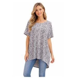 Ricki's cow pattern stretchy long shirt top blouse XL short sleeves